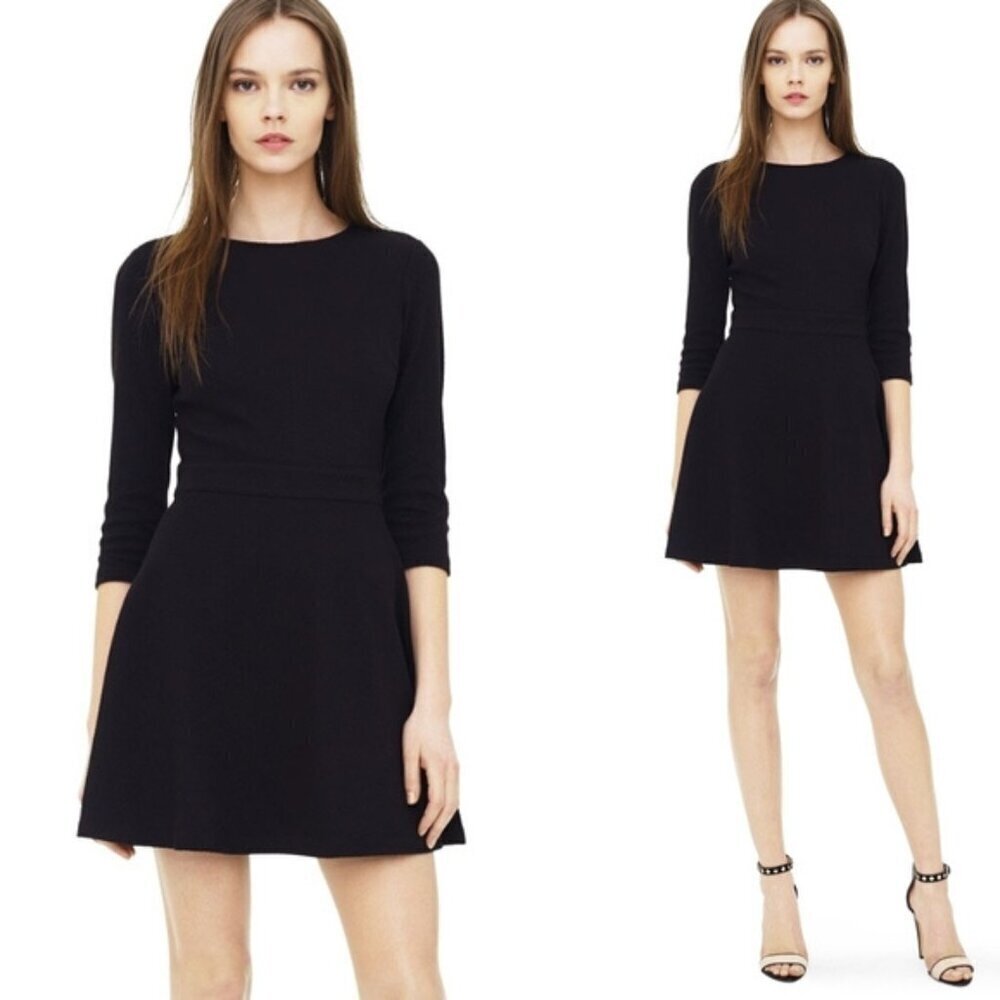 Club Monaco Abby Textured Knit 3/4 Sleeve Mini Fit & Flare Dress 35867